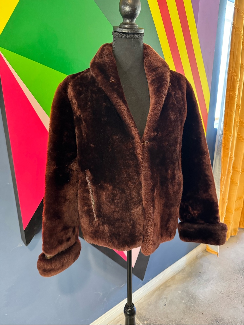Vintage 1960s / 1970s John Tauben Chocolate Brown Faux Fur Jacket
